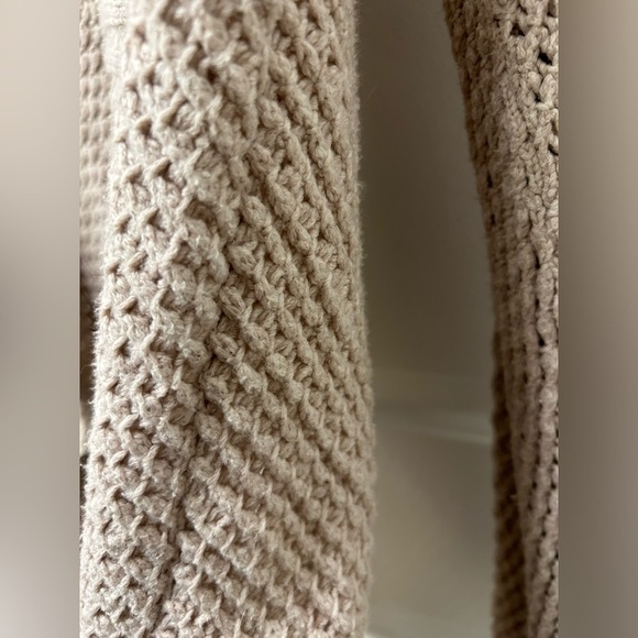 Eileen Fisher M Open Knit Oatmeal Cardigan Sweater Cozy Waterfall Style - Picture 6 of 9